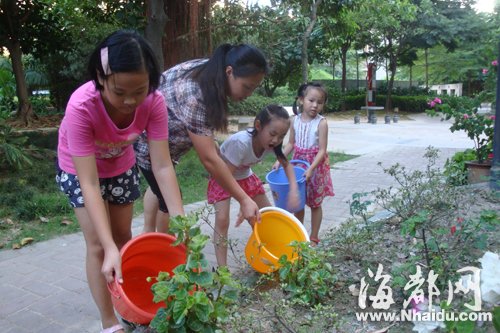 福州市民响应“一桶水”行动 千人接力护绿